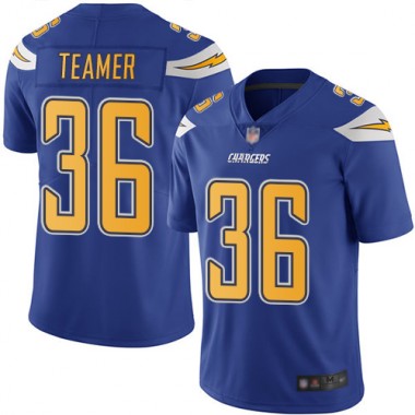 Los Angeles Chargers NFL Football Roderic Teamer Electric Blue Jersey Men Limited #36 Rush Vapor Untouchable